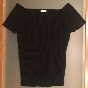 Off the shoulder black body con top from UO